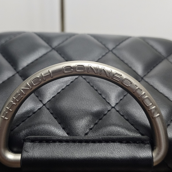 French Connection MELL Black Quilted‎ Crossbody Tote Clutch HandBag NWT - Picture 2 of 4